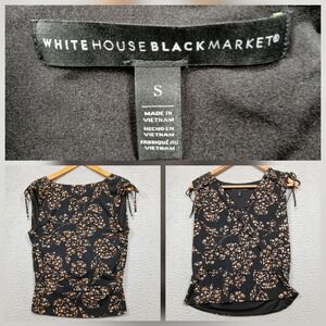 White House Black Market Floral Wrap Blouse Women's Small Black Brown